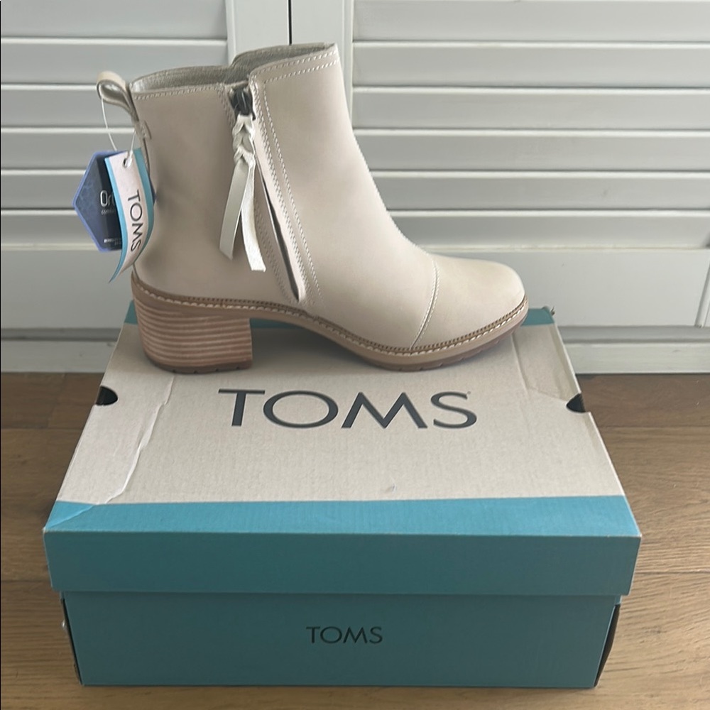 TOMS Beige Water Resistant Leather Marina Boot